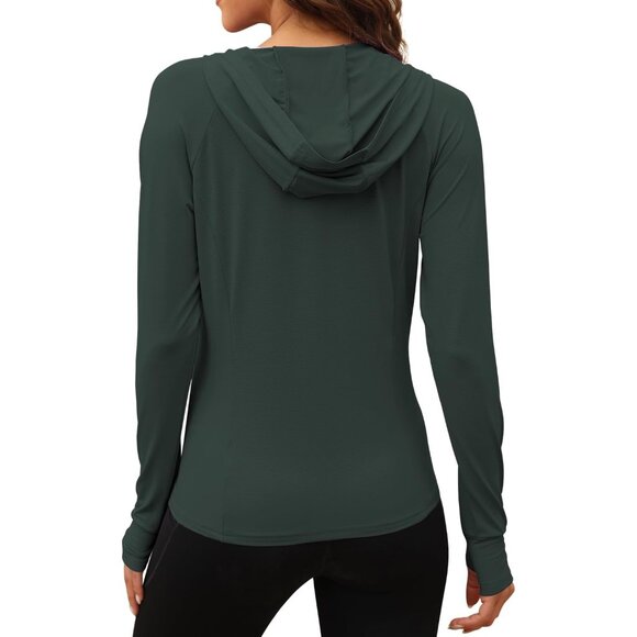 Women's UPF 50+ Sun Protection Hoodie Shirt Lightweight Breathable Active - Picture 3 of 6
